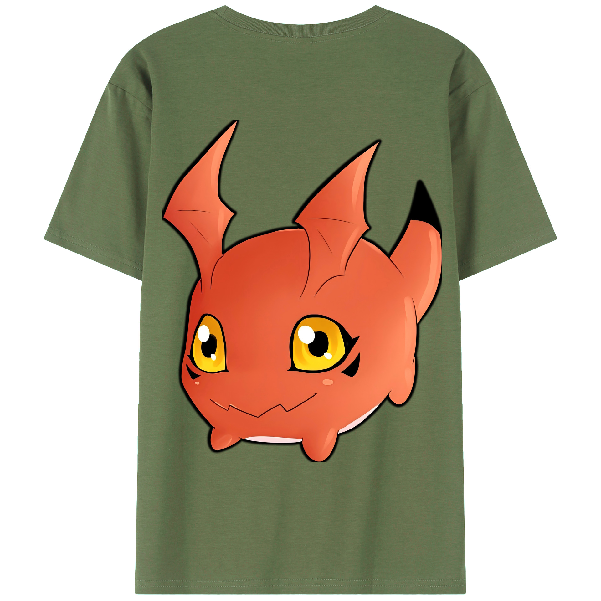 （画像用） Digimon デジタルモンスター/デジモン 綿100％ メンズ半袖Tシャツ（バックプリント） 通気性